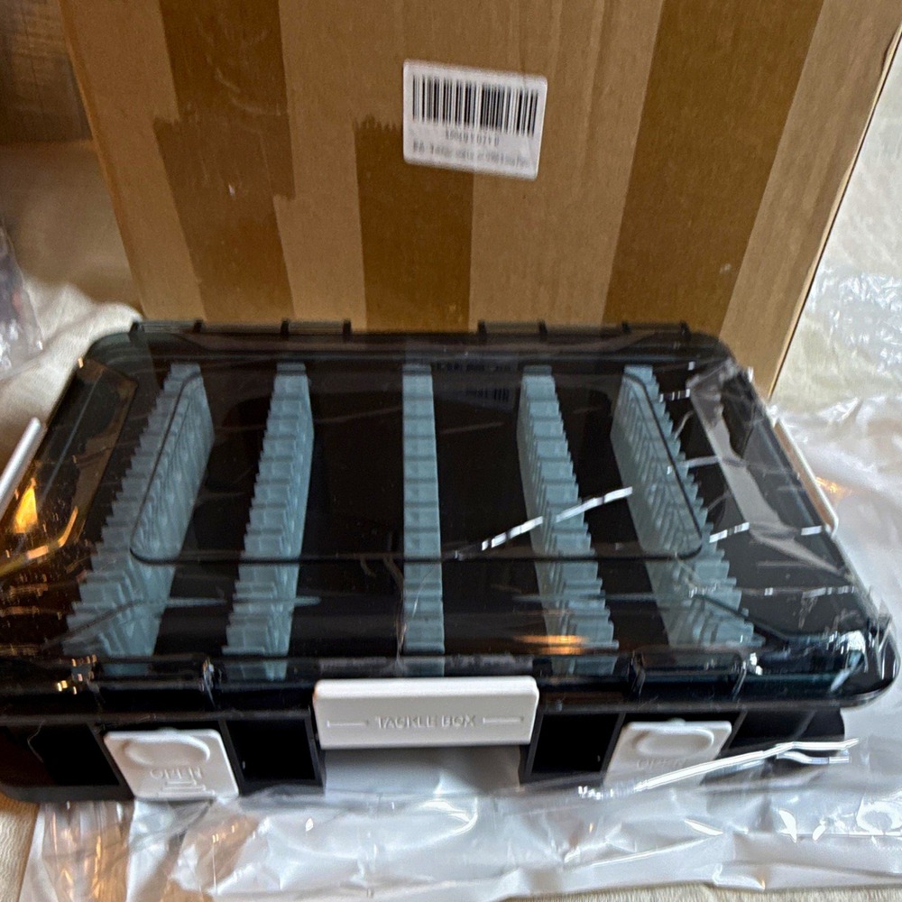 Plastic Tackle Box Lure Hard Case Organizer Black/Gray 9in L x 7in H